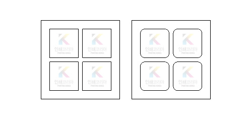 정사각 도무송 스티커 디자인 작업 칼선